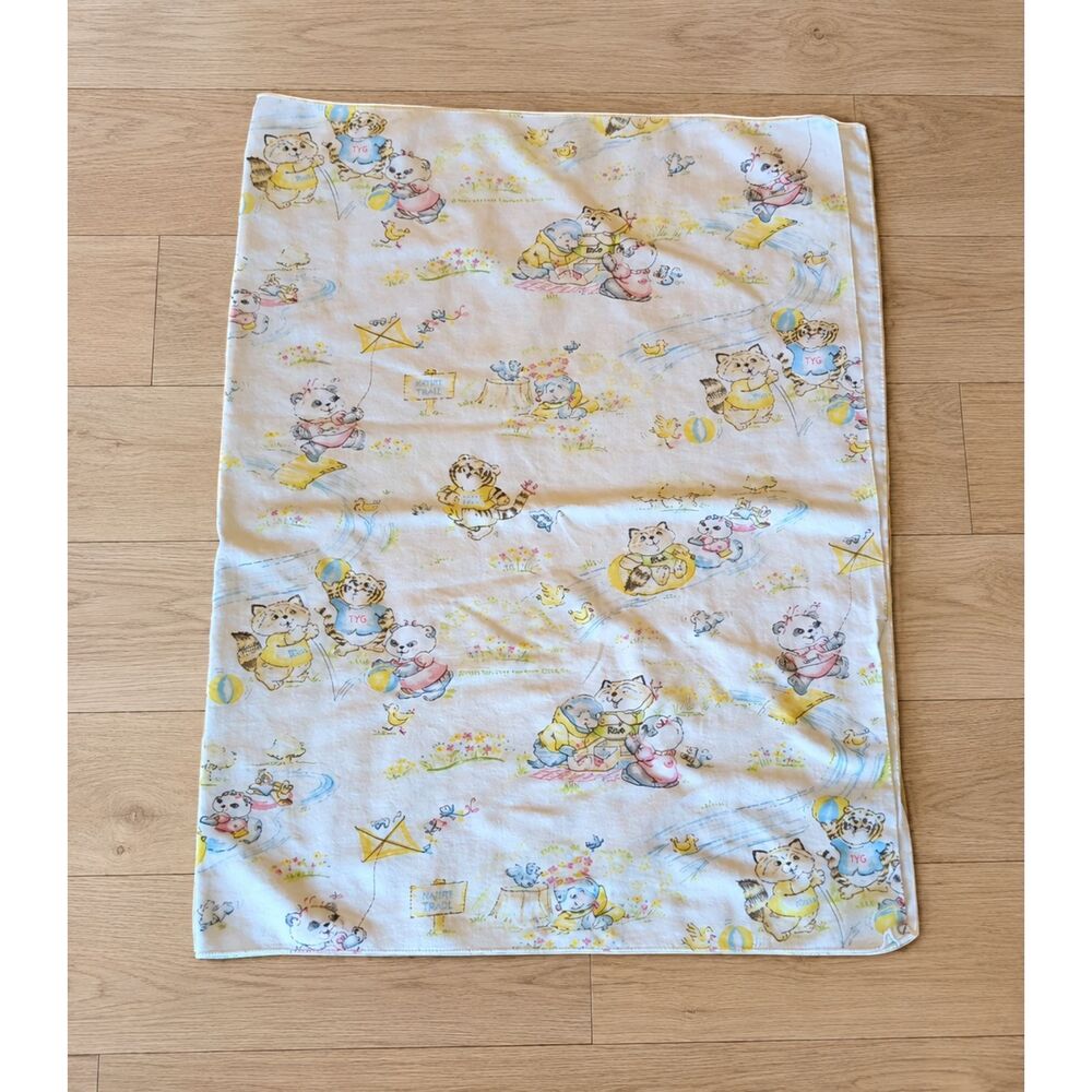Vintage Shirt Tales Baby Receiving Blanket 80's Hallmark 38"x25"